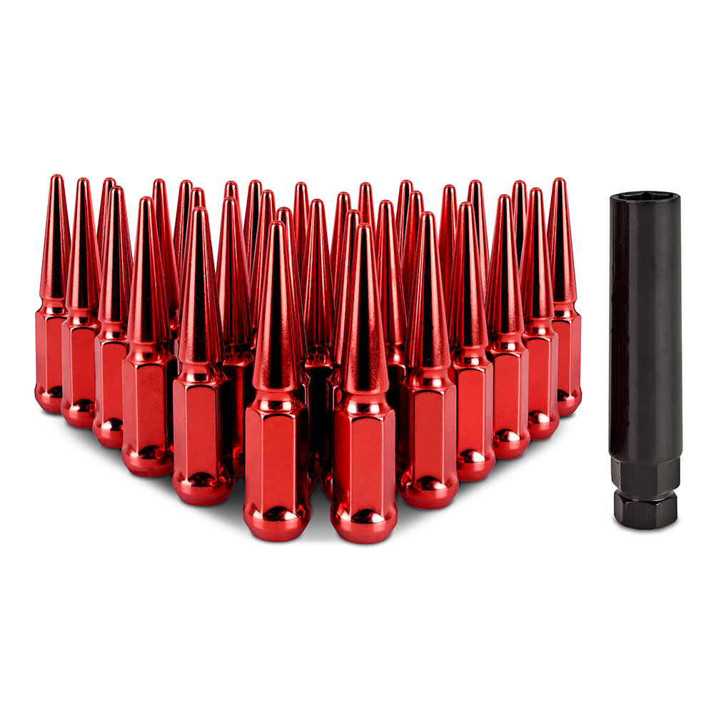 Mishimoto — Mishimoto Mishimoto Steel Spiked Lug Nuts M14 x 1.5 32pc Set Red
Spiked Lug Nuts - view 7